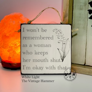 Engraved Strong Woman Mini Sign: Zen Vibes, Vintage Flowers