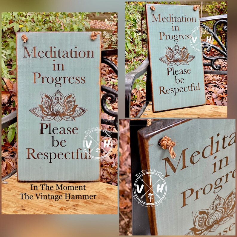 Please Be Mindful Wood Sign Meditation in Progress Engraved - Etsy