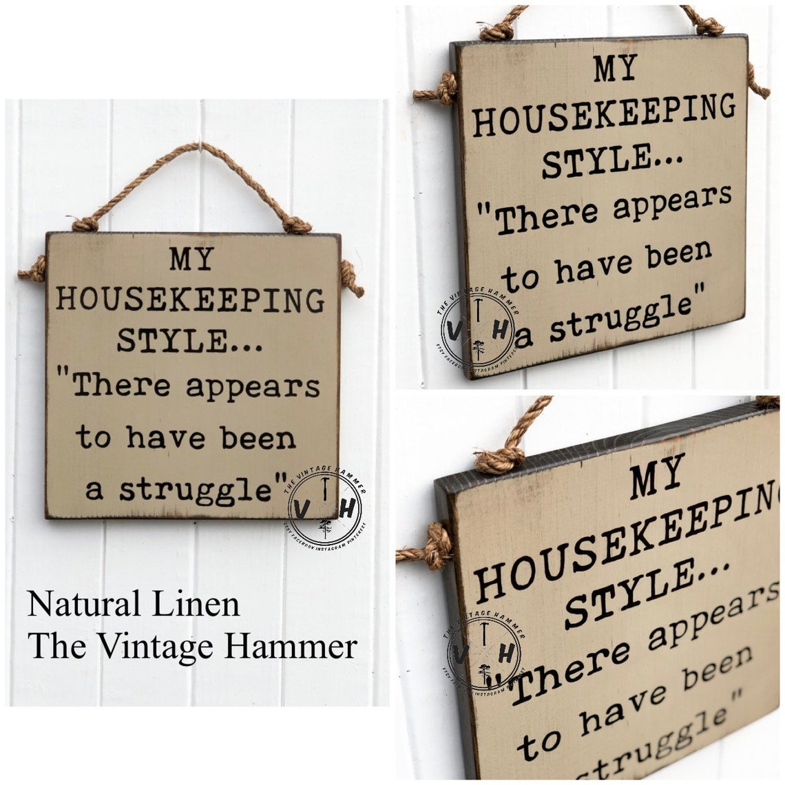Funny house sign funny sign wood sign saying housekeeping | Etsy
