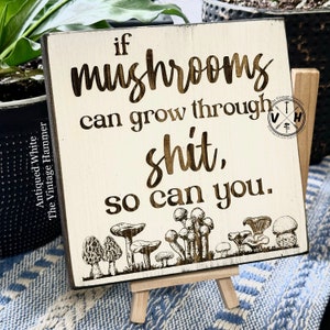 Engraved Mushroom Wood Plaque: Inspirational Self-Care Quote Decor image 8
