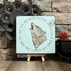 Mandala Wolf Wood Sign: Savage Daughter Feminist Wall Art