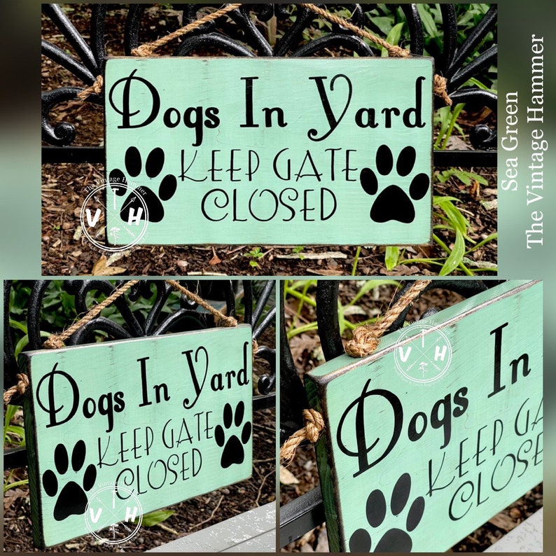 Dog Gate Sign Customizable Color Wood Sign Sayings Fence Etsy
