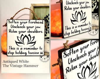 Calming Meditation Quote with Lotus Flower painted wood signs zen vibes good energy aura mandala Buddha relaxing please be mindful peace 1