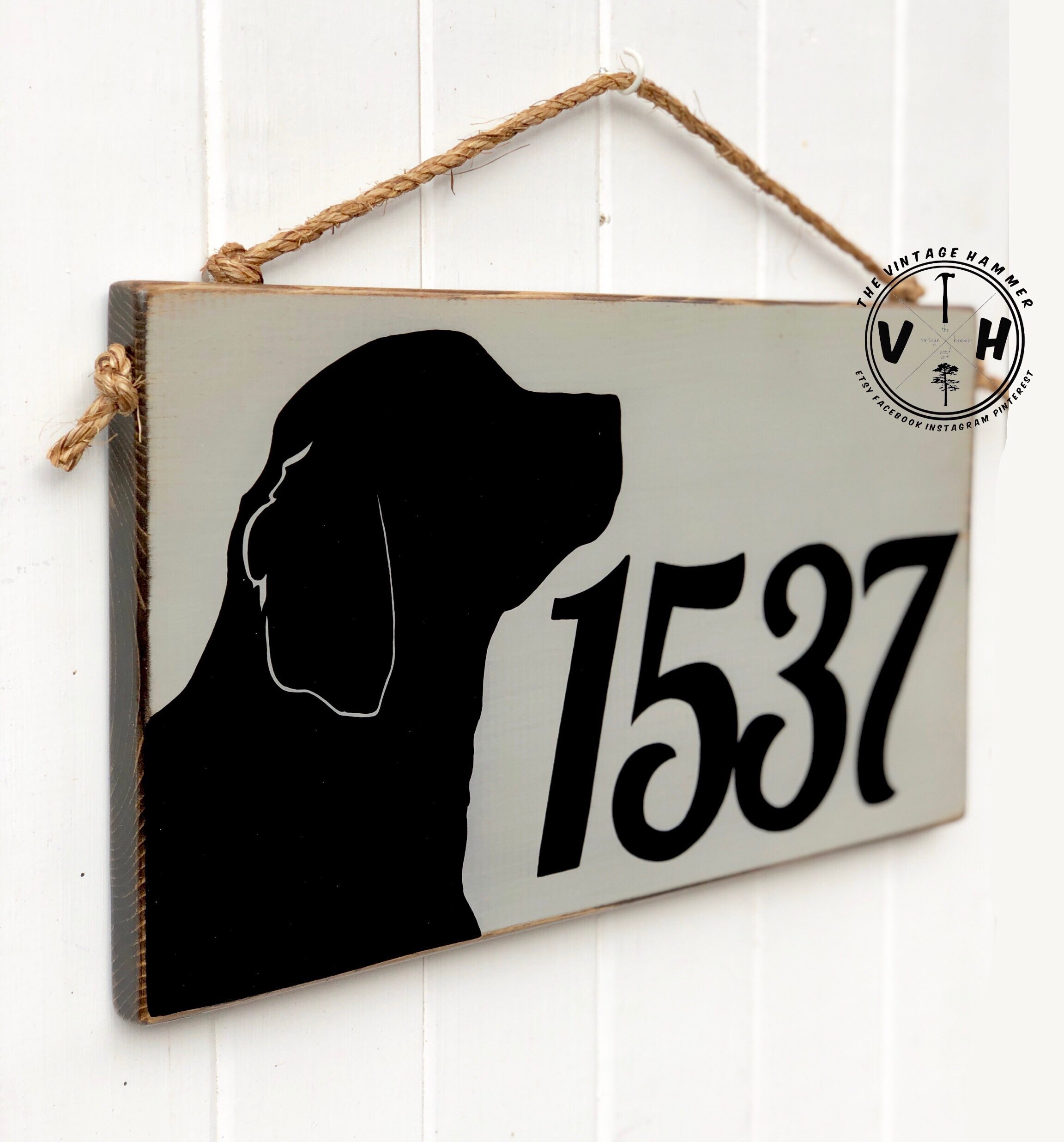 Dog House Number Sign address numbers house sign wood sign Etsy
