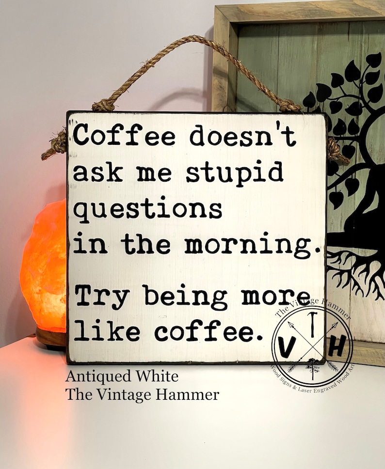 Coffee Doesnt Ask Stupid Questions Painted Wood Signs Funny Etsy