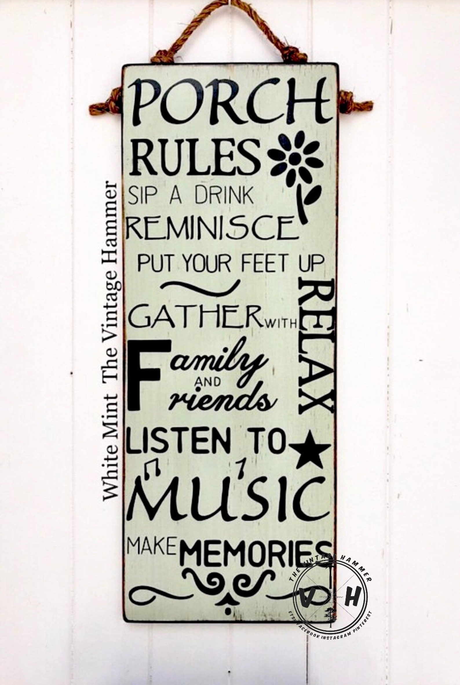 Large Porch Rules Sign. Hand painted outdoor sealed wood Etsy