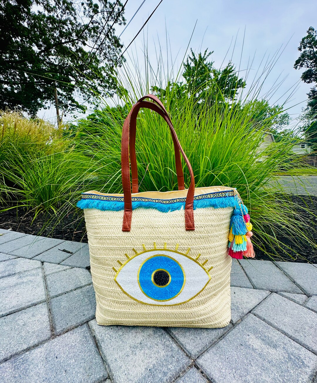 Evil Eye Bag, Beach Bag Evil Eye, Large Capacity At, Greek Eye Bag