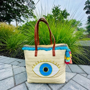 Evil eye bag, beach bag evil eye, large capacity at, Greek eye bag, evil eye