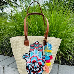 Evil eye bag, Greek eye bag, evil eye tote, evil eye straw bag