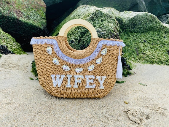 Wifey Straw Beach Bag