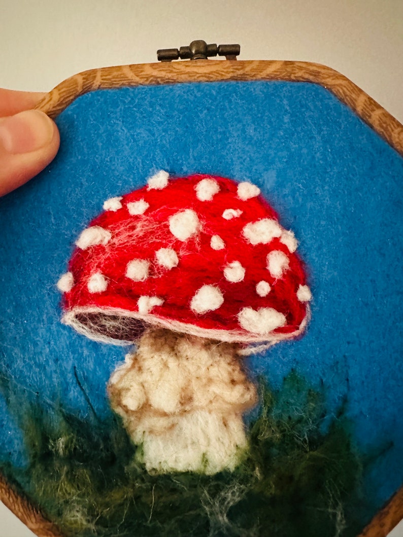 Felted Mushrooms, Needle Felted Mushroom Art, Felted Art, Wool Picture ...