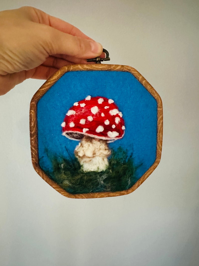 Felted Mushrooms, Needle Felted Mushroom Art, Felted Art, Wool Picture ...