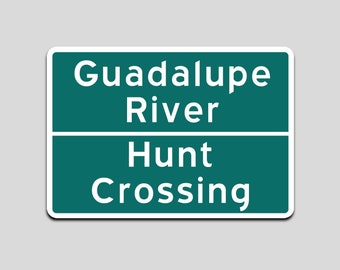 Panneau de signalisation de la rivière Guadalupe, Hunt, Texas