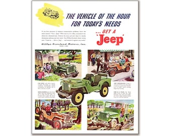 Willys Overland CJ-2A Advertisement Poster