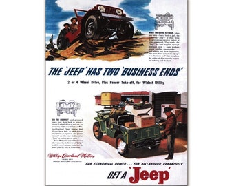 Willys Overland CJ-2A Advertisement Poster