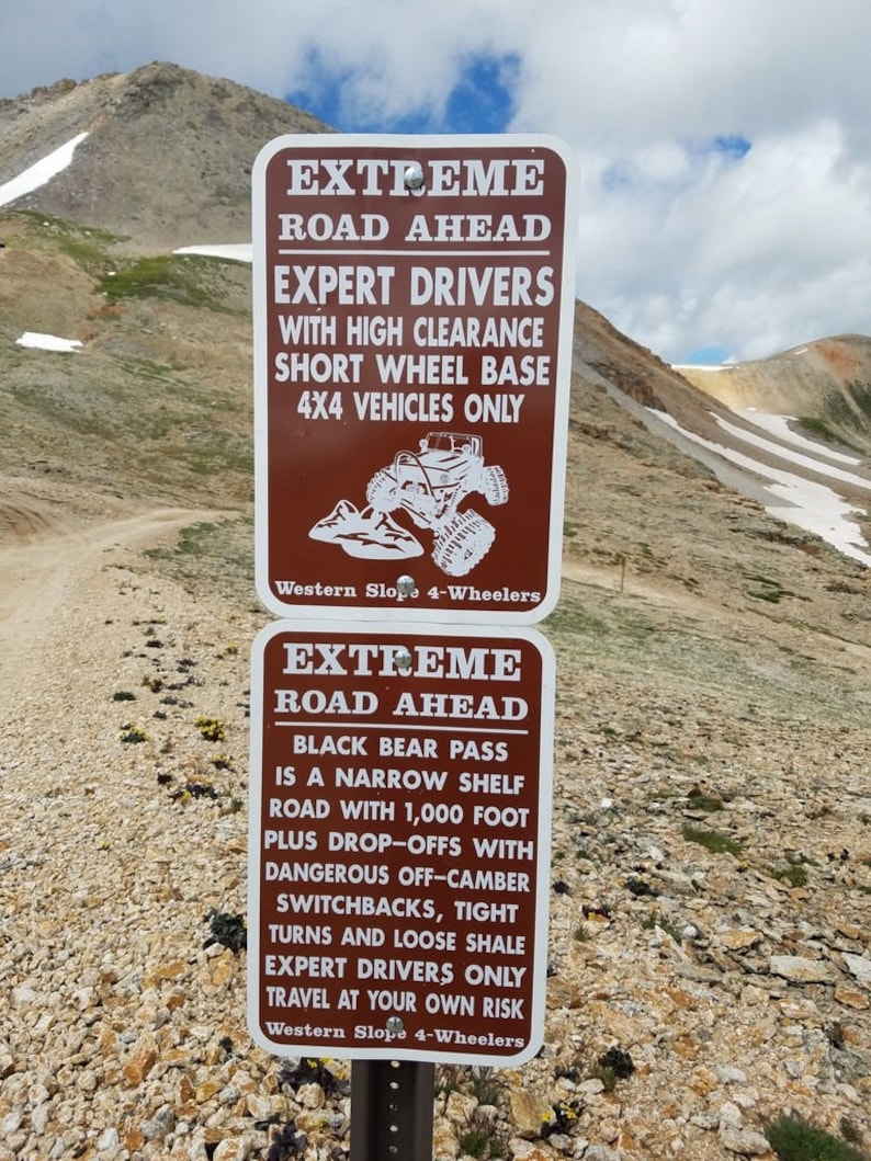 Copy of Jeep Trail Sign on Black Bear Pass road between