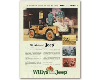 Affiche publicitaire du Willys Overland CJ-2A