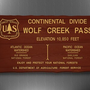 Copia del letrero de Wolf Creek Pass, Colorado