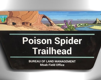 Copie du panneau de sentier du point de départ du sentier Poison Spider, Moab