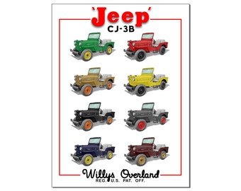 Willys Overland CJ-3B Colores Póster