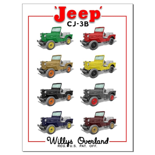 Willys Overland CJ-3B Colors Poster