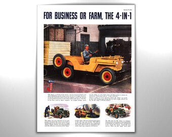 Willys Overland CJ-2A Advertisement Poster