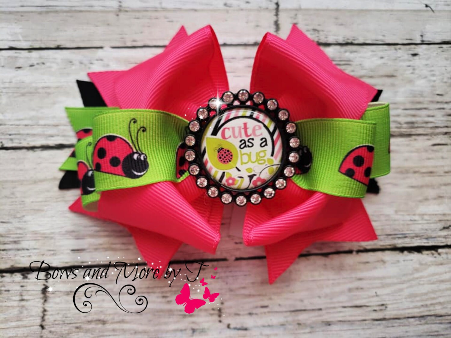 Lady Bug Loopy Hair Bow Etsy etsy