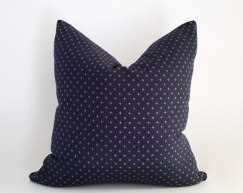 Indigo Blue with Light Blue Sashiko Pillow, TW005