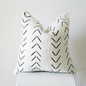 Editor's Pick Schlammtuch Kissenbezug, authentische Vintage Mali Bogolan, Weiß, Creme, Pfeile, Chevron, MW001