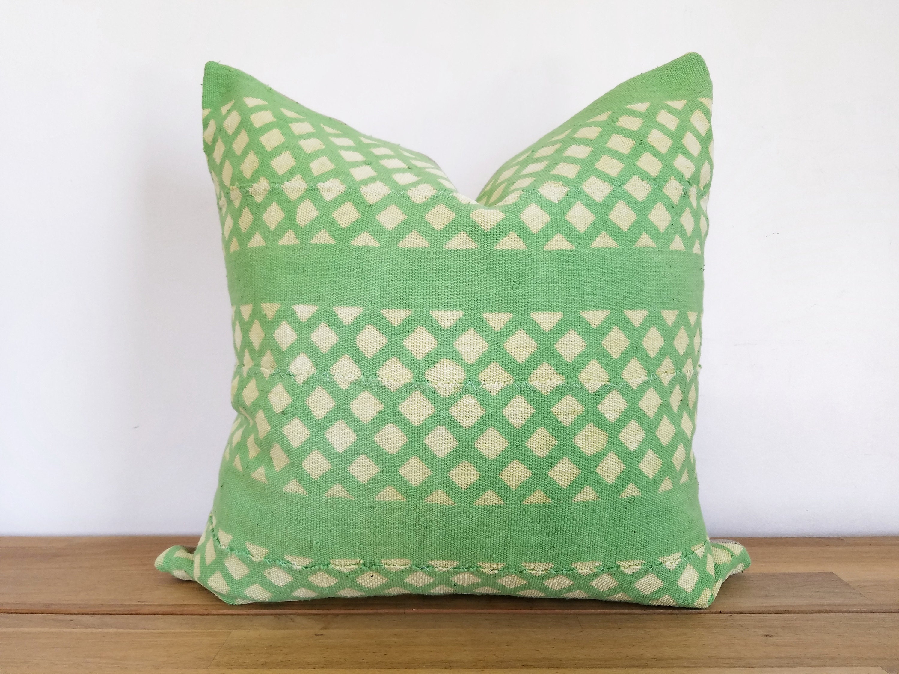 Authentic Green Mudcloth Pillow Cover Light Green Light Etsy