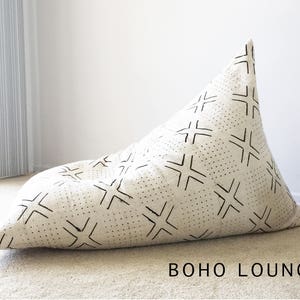 Boho Chair Mud Cloth Bean Bag Boho Pouf Boho Lounger® Bean Bag Chair Cover and Liner image 3