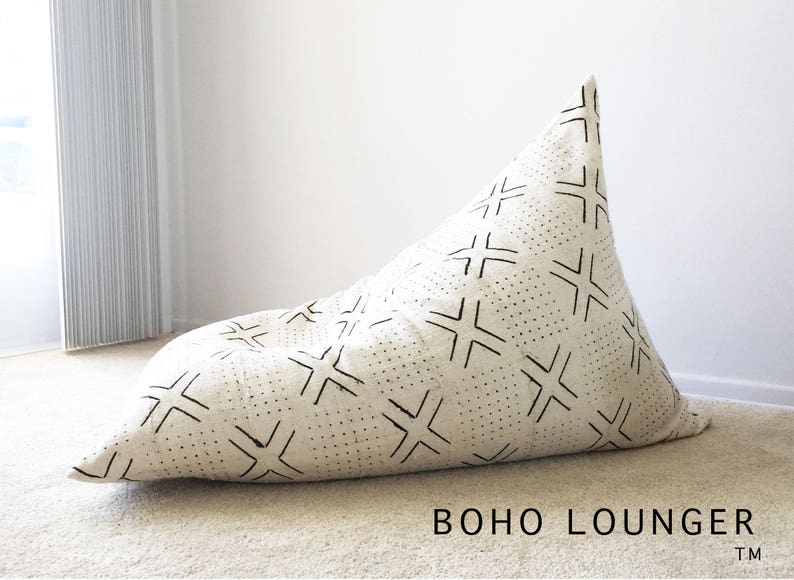 Boho Chair Mud Cloth Bean Bag Boho Pouf Boho Lounger® Bean Bag Chair Cover and Liner image 3