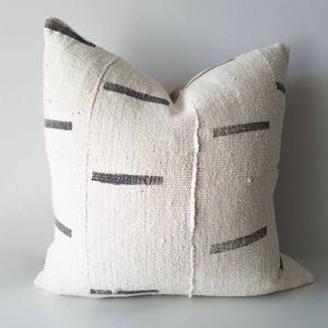 Authentic Mudcloth Pillow, Mali Bogolan, Cream, Gray, Grey, Lines, MW003 image 3