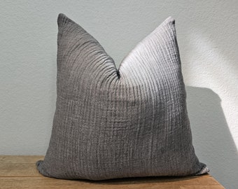 Triple Layer Organic Gauze Pillow Cover | Multiple Colors | Gray, White, Blue