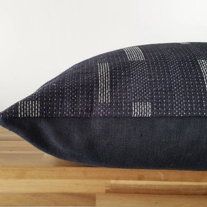 Minimalist, Scandi, Zen, Thai Indigo Cotton with Modern Sashiko Pillow Indigo, TW002 image 4