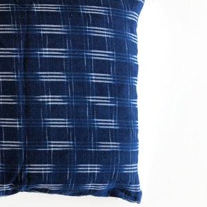 May include: A blue and white checkered pillow with a soft, textured fabric.