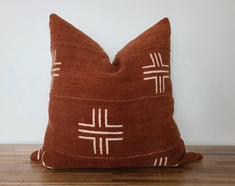 Authentic Mudcloth Pillow Cover, Deep Rust, MBR009