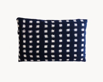 Yuki | Buckwheat Pillow Cover | Indigo Resist-Dye Kasuri | Japanese Size of 14" x 20