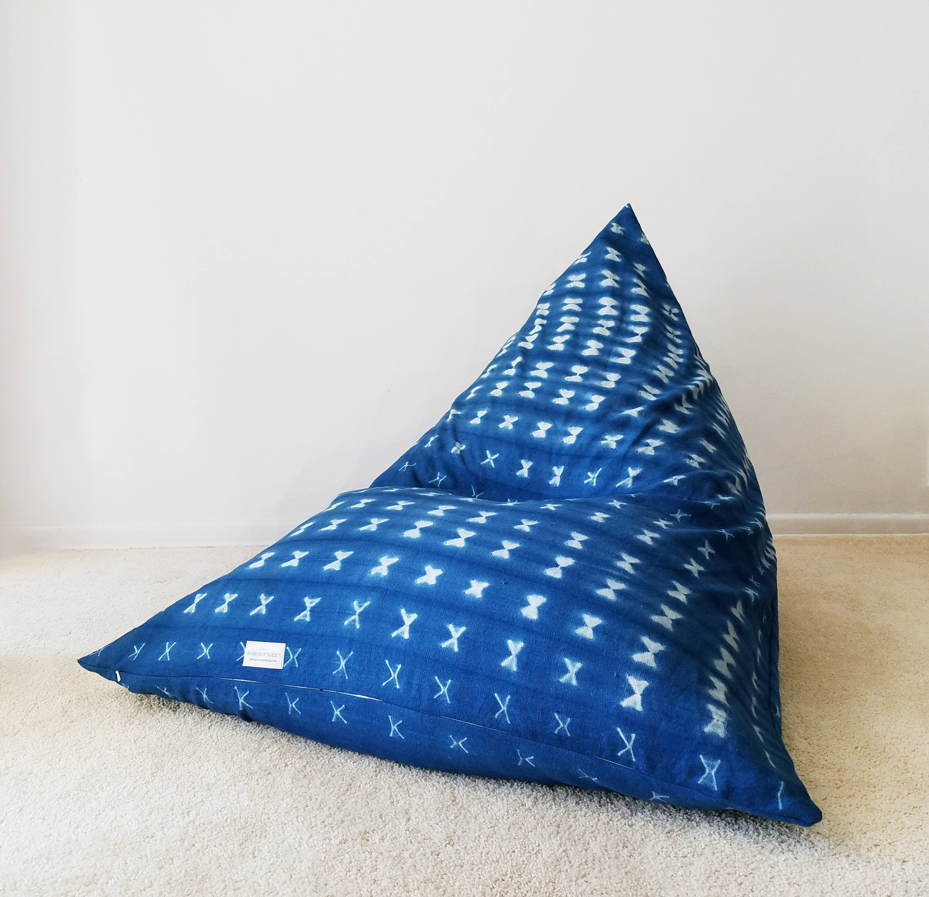 Select-An-Indigo, Indigo Shibori Mudcloth Boho Lounger®, Tie-Dye, Indigo, Bleu, Blanc, Choix de L'éd