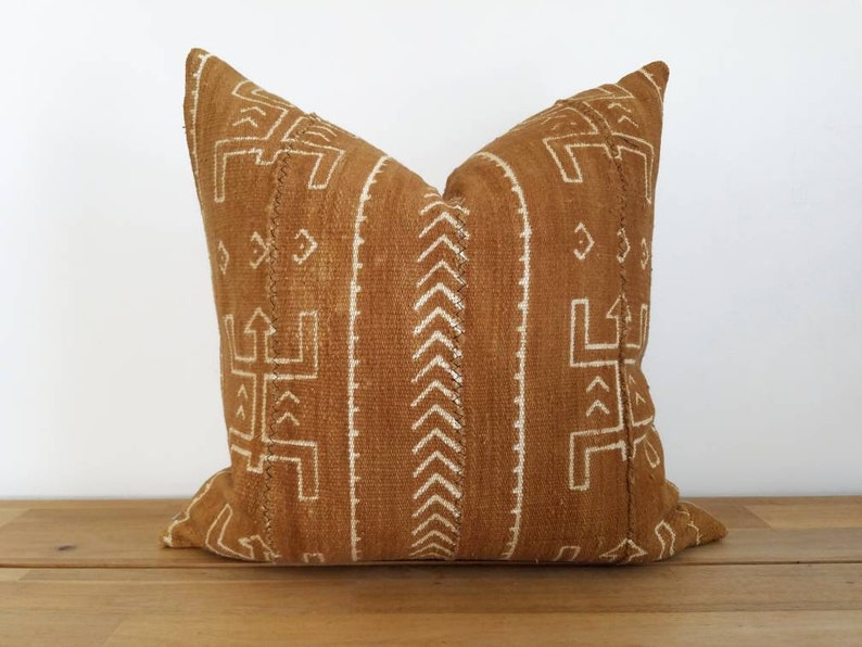 Authentic Mudcloth Pillow Cover, Malian Bogolanfini, Rust, Burnt Sienna, MBR014 image 5