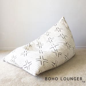 Boho Chair Mud Cloth Bean Bag Boho Pouf Boho Lounger® Bean Bag Chair Cover and Liner image 1