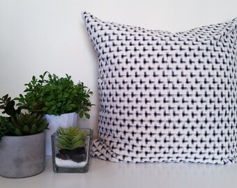 Handwoven Ikat Pillow - Off White and Black, I003