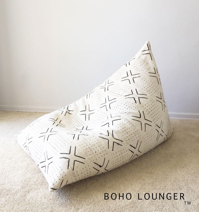 Boho Chair Mud Cloth Bean Bag Boho Pouf Boho Lounger® Bean Bag Chair Cover and Liner image 4