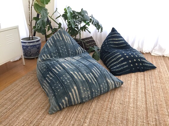 Blue Indigo Vintage Mudcloth Boho Lounger\u00ae