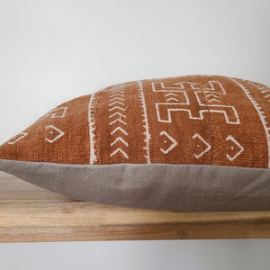 Authentic Mudcloth Pillow Cover, Malian Bogolanfini, Rust, Burnt Sienna, MBR014 image 3