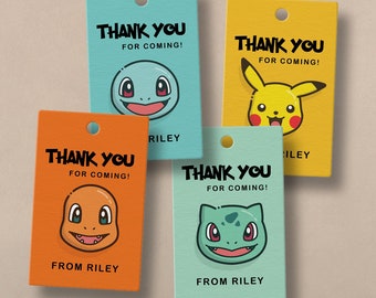 Pokemon Thank you Tags Children's Birthday Party Favour Tag Editable Gift Tag Label Personalised Instant Download Kids Birthday Pikachu PB01