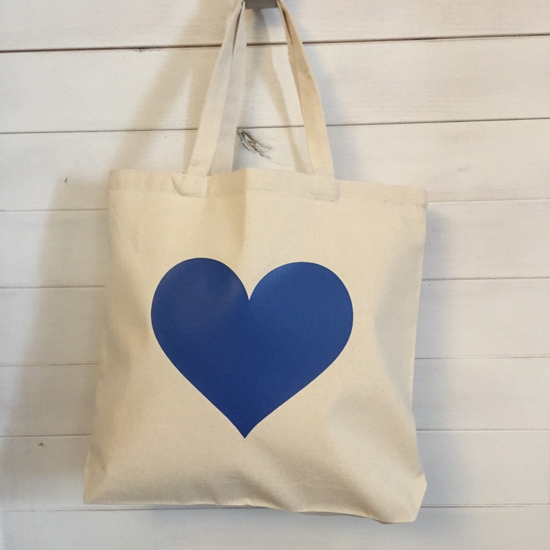 purse grocery bag or bridesmaids gift bag beach bag Royal Blue Heart Canvas Tote Bag
