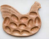 Hen platter for deviled eggs, wooden, handcrafted, Unique