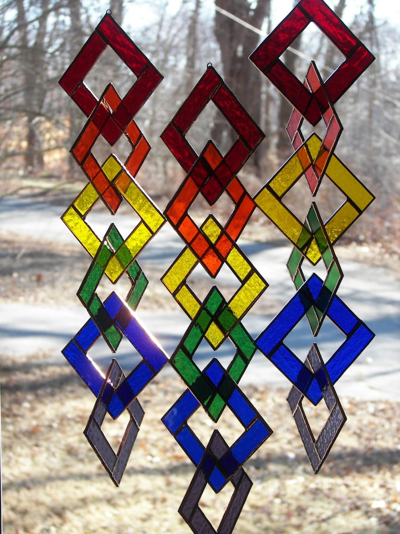 Stained Glass Rainbow Chain, Rainbow Suncatcher, Rainbow Sun Catcher, Rainbow Links, Glass Rainbow Chain image 2