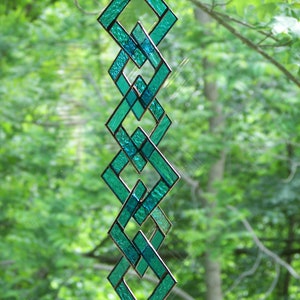 Turquoise Stained Glass-Stained Glass Suncatcher-Stained Glass Mobile-Turquoise Suncatcher-Turquoise image 9